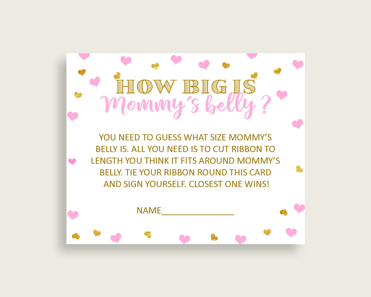 Mommy's Belly Baby Shower Mommy's Belly Hearts Baby Shower Mommy's Belly Baby Shower Hearts Mommy's Belly Pink Gold instant download bsh01