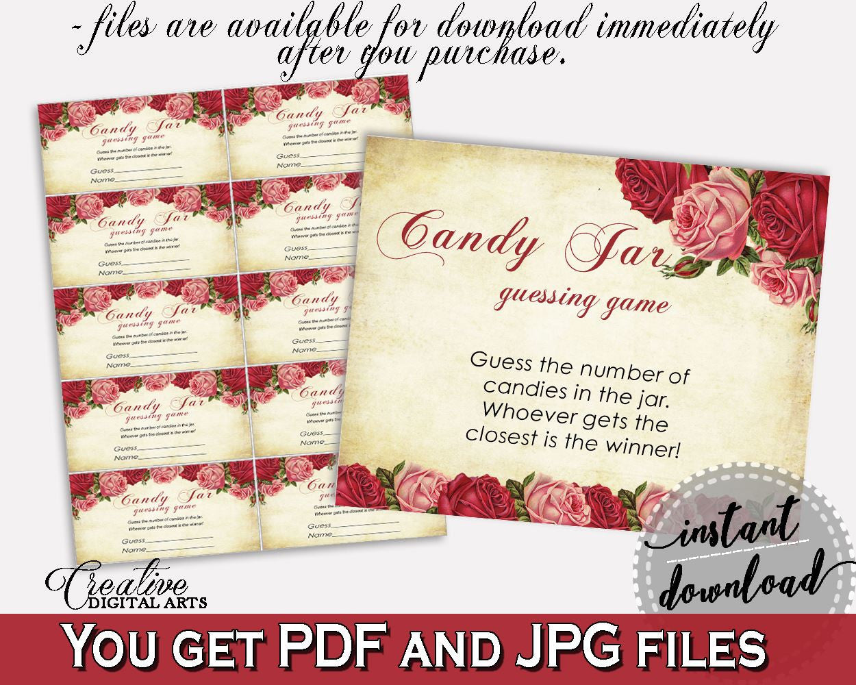 Candy Guessing Game Bridal Shower Candy Guessing Game Vintage Bridal Shower Candy Guessing Game Bridal Shower Vintage Candy Guessing XBJK2 - Digital Product