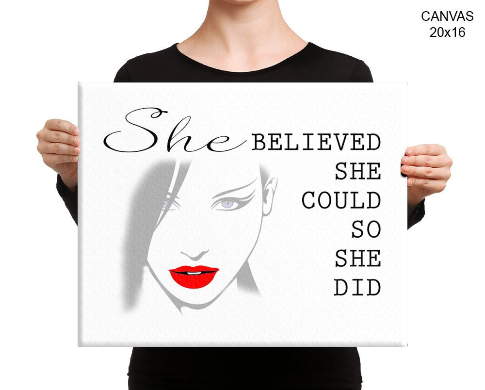 She Believe She Could So She Did Print, Beautiful Wall Art with Frame and Canvas options available