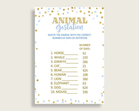 Animal Gestation Baby Shower Animal Gestation Confetti Baby Shower Animal Gestation Blue Gold Baby Shower Confetti Animal Gestation cb001