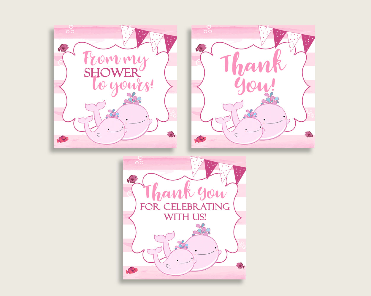 Thank You Tags Baby Shower Thank You Tags Pink Whale Baby Shower Thank You Tags Baby Shower Pink Whale Thank You Tags Pink White wbl02