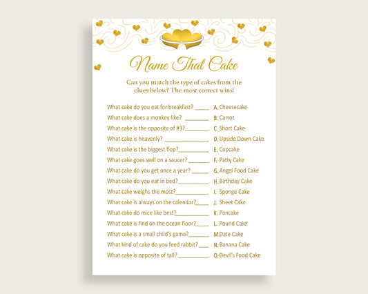 Name That Cake Bridal Shower Name That Cake Gold Hearts Bridal Shower Name That Cake Bridal Shower Gold Hearts Name That Cake White 6GQOT