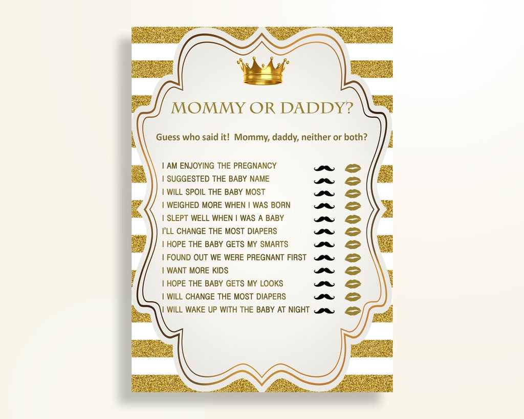 Mommy Or Daddy Baby Shower Mommy Or Daddy Royal Baby Shower Mommy Or Daddy Gold White Baby Shower Gold Mommy Or Daddy party décor Y9MQF - Digital Product