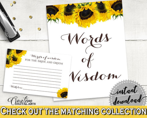 Words Of Wisdom Bridal Shower Words Of Wisdom Sunflower Bridal Shower Words Of Wisdom Bridal Shower Sunflower Words Of Wisdom Yellow SSNP1 - Digital Product