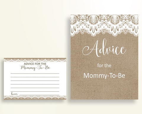 Advice Cards Baby Shower Advice Cards Burlap Lace Baby Shower Advice Cards Baby Shower Burlap Lace Advice Cards Brown White pdf jpg W1A9S - Digital Product