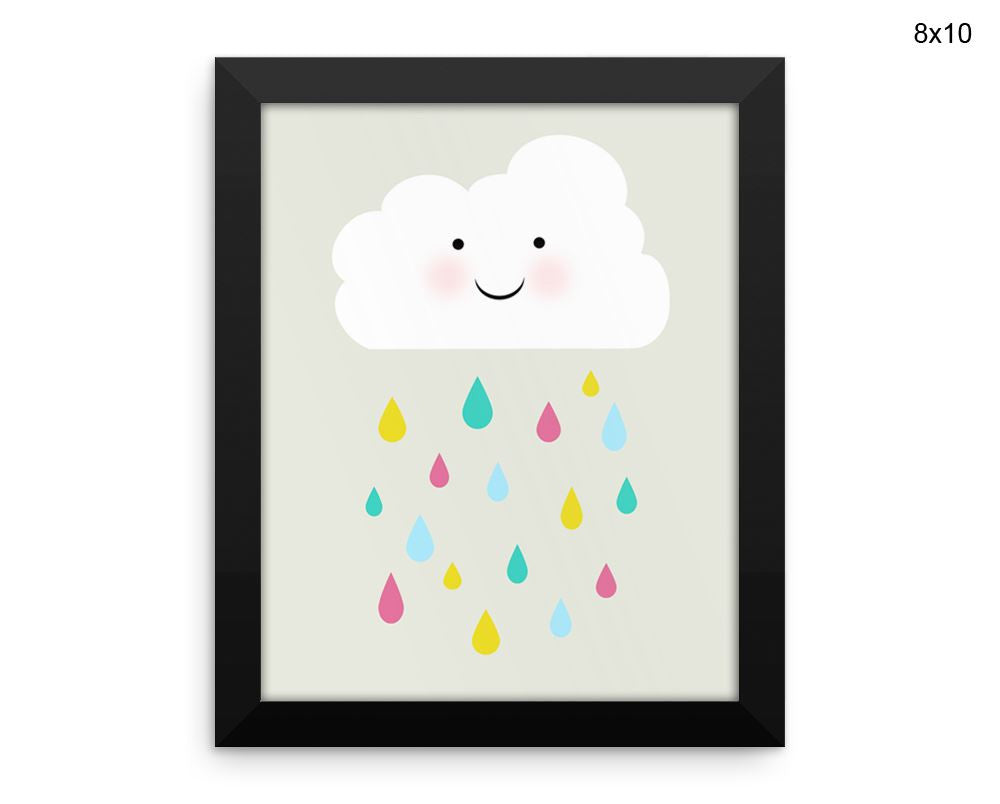 Cloud Drops Print, Beautiful Wall Art with Frame and Canvas options available Nursery Decor