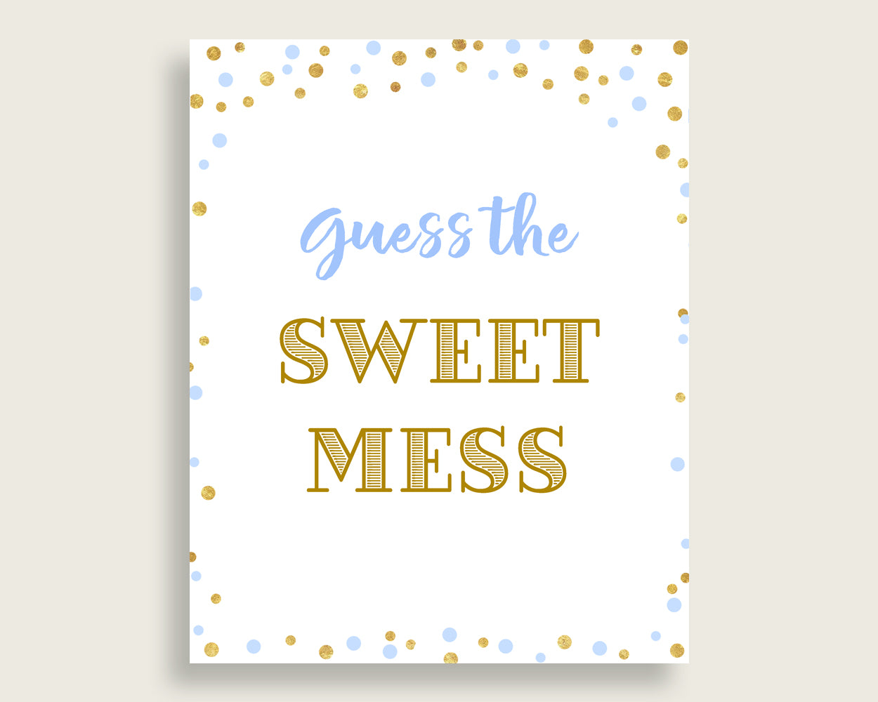 Sweet Mess Baby Shower Sweet Mess Confetti Baby Shower Sweet Mess Blue Gold Baby Shower Confetti Sweet Mess instant download prints cb001