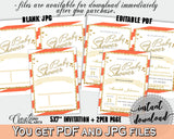 Orange Baby Shower INVITATION editable Pdf with glitter gold printable orange theme, digital Jpg included, instant download - bs003