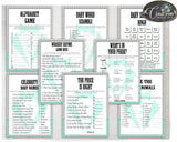 Baby Shower Little Man games gentleman package bundle printable with mint green gray color theme, 8 games pack - Instant Download - lm001