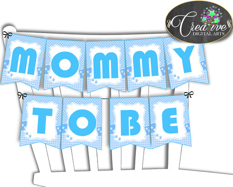 Teddy Bear Baby shower CHAIR BANNER printable, boy baby shower blue, mama to be, mom to be, digital, jpg pdf, instant download - tb001