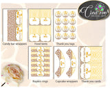 Giraffe Baby Shower Girl Boy Decoration package bundle set printable brown yellow theme, digital files Jpg Pdf - Instant Download - sa001