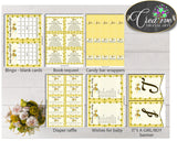 Yellow Baby Shower Decoration package bundle printable with yellow honey bees for boys or girls, Jpg Pdf - Instant Download - bee01