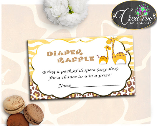 Giraffe Baby Shower DIAPER RAFFLE insert ticket printable, boy or girl baby shower, Digital File Jpg Pdf, instant download - sa001