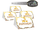 Giraffe Place CARDS or FOOD TENTS editable in brown yellow theme printable, digital files, Jpg and Pdf, instant download - sa001