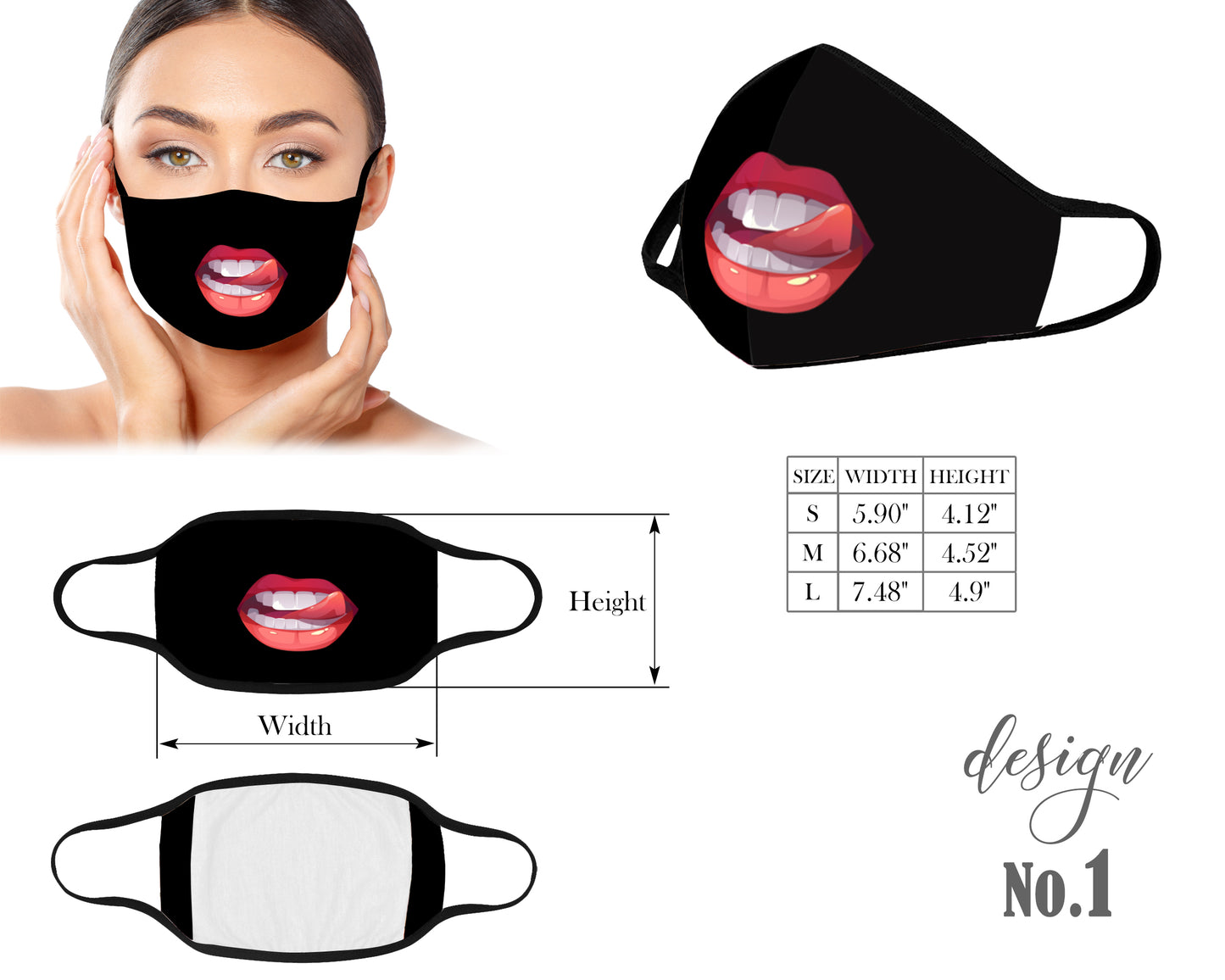 Lips Mouth Mask, Face Mask, Reusable Washable Mask, Protective Dust Mask, Kids Mask, Women Mask, Children Mask With Filter Pocket, Hilarious