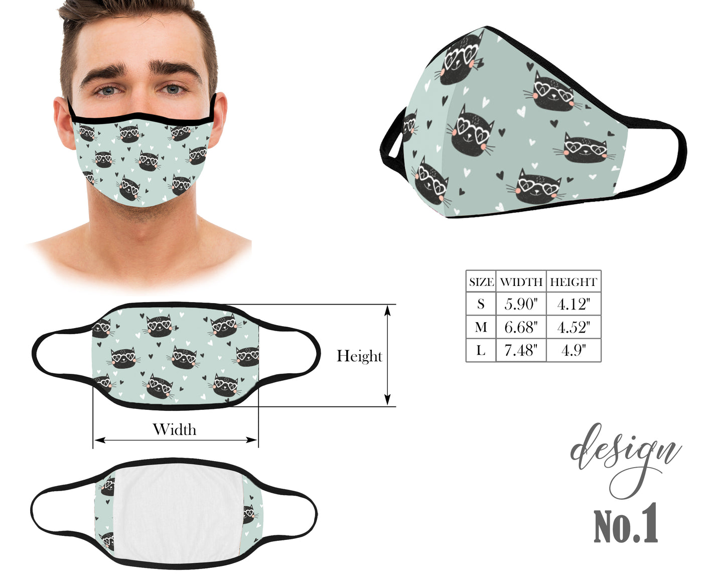 Cute Mouth Mask, Reusable and Washable Mask, Cats Pinguins Panda Face Mask, Dust Mask, With Filter Pocket, Kids Mask, Adult Mask, Children Mask, Protective Face Mask