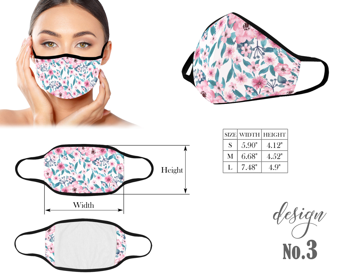 Flowers Face Mask, Unisex Kids and Adult Protective Mask, Washable and Reusable Mouth Mask, Anti Dust With Filter Pocket, Customized Mask