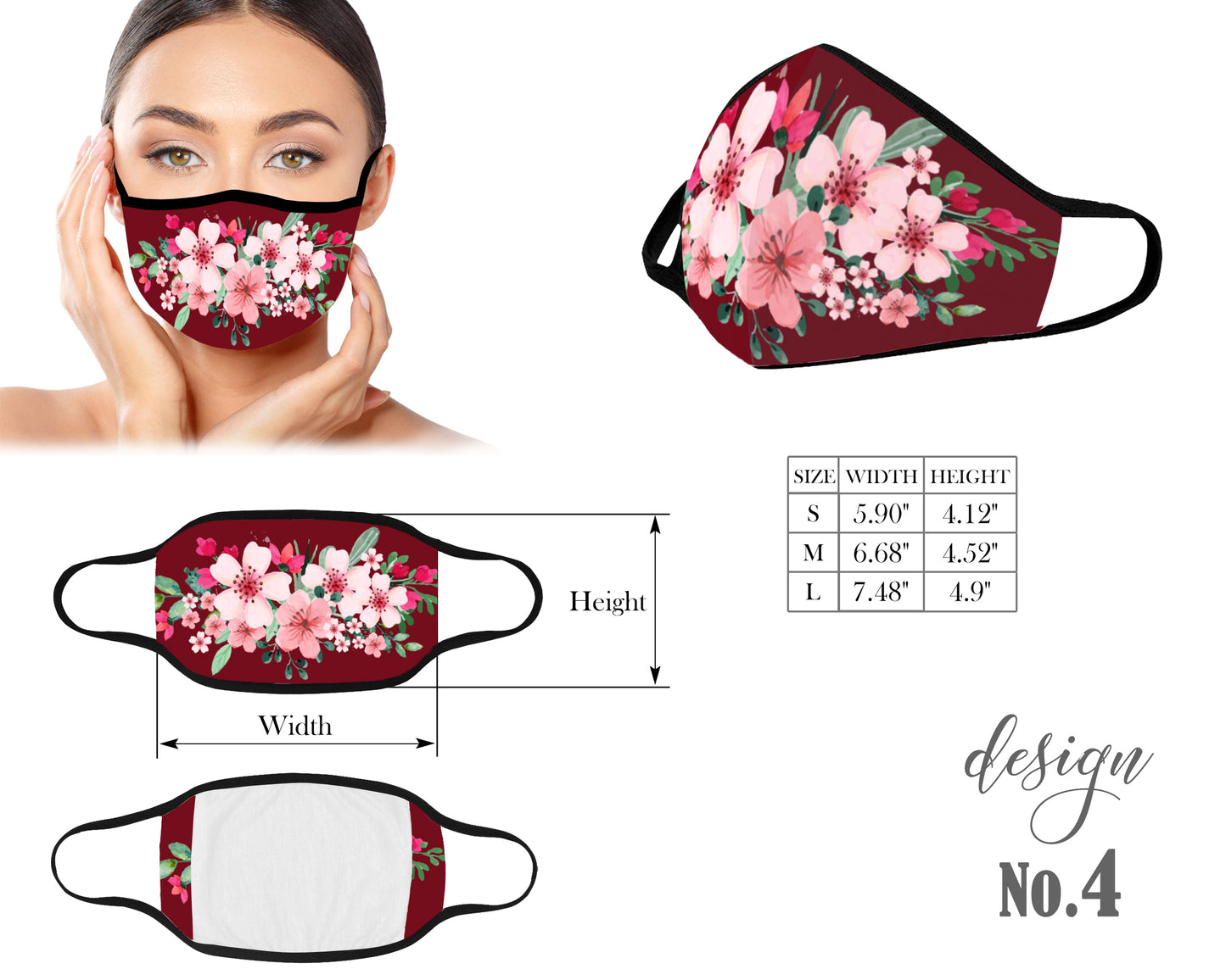 Floral Face Mask, Protective Mouth Mask, Reusable Mask, Washable Mask, Dust Mask, Kids and Adult Face Mask With Filter Pocket