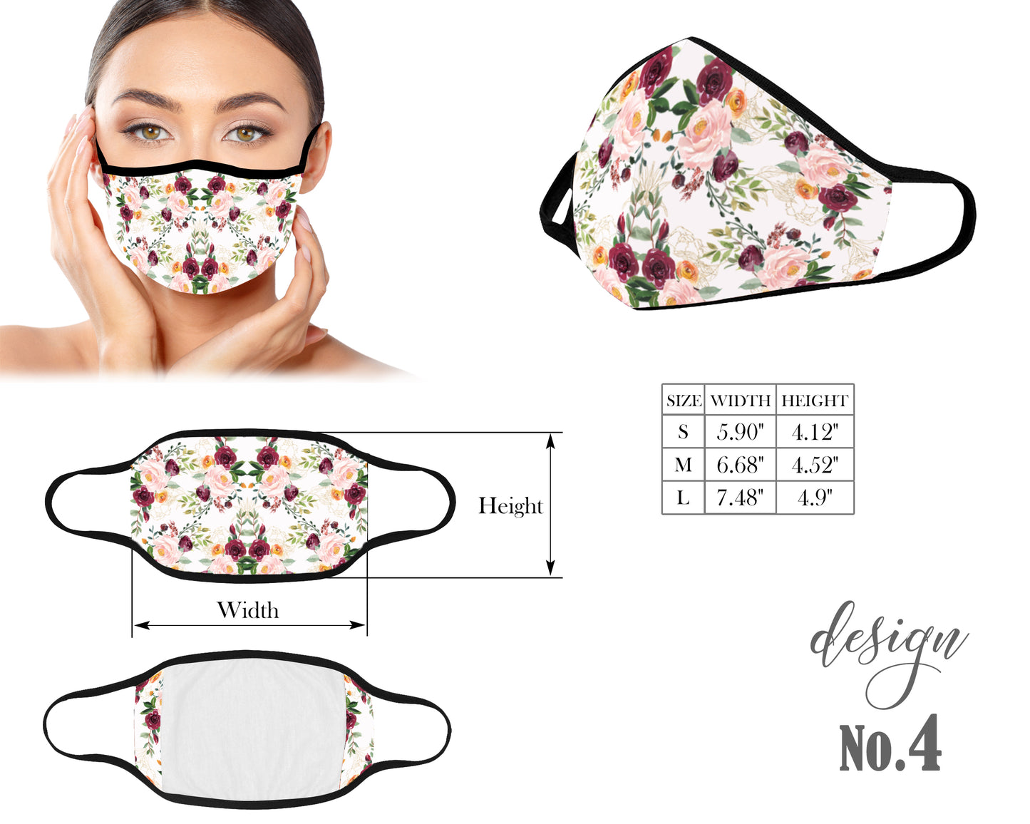 Flowers Face Mask, Unisex Kids and Adult Protective Mask, Washable and Reusable Mouth Mask, Anti Dust With Filter Pocket, Customized Mask