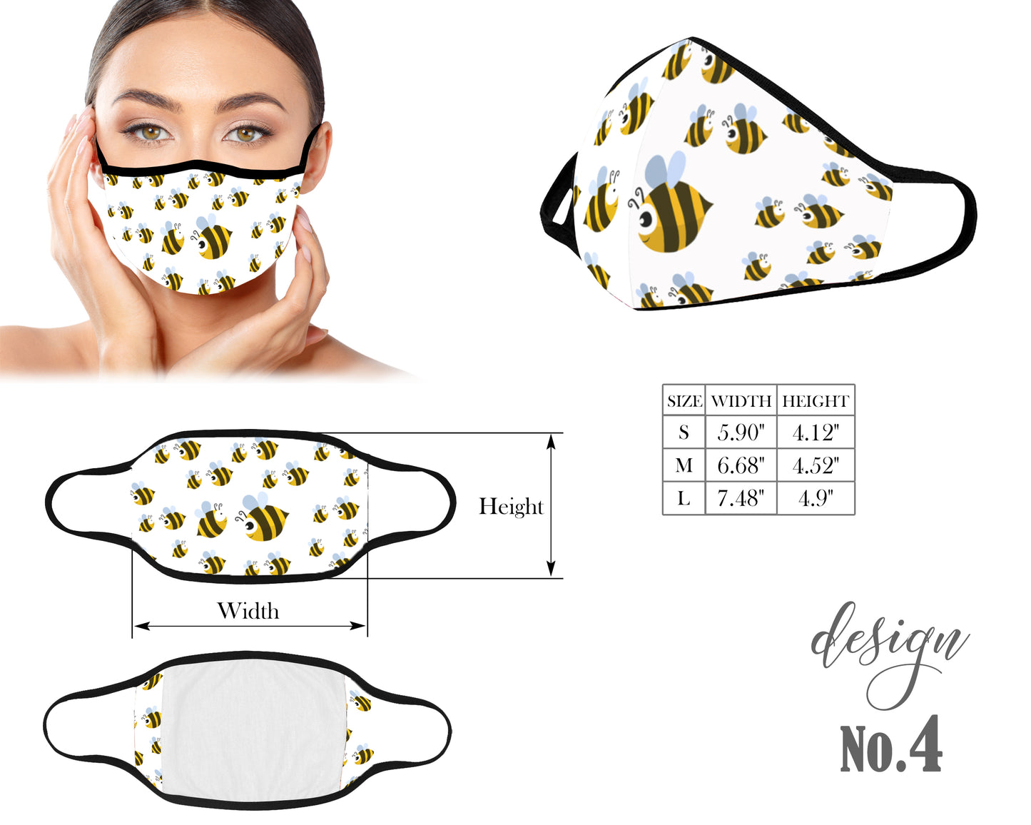 Mouth Mask, Protective Face Mask, Reusable Mask, Washable Mask, Dust Mask, Mask With Filter Pocket, Kids Mask, Adult Mask, Children Mask, Elephant Bee Butterfly Flowers