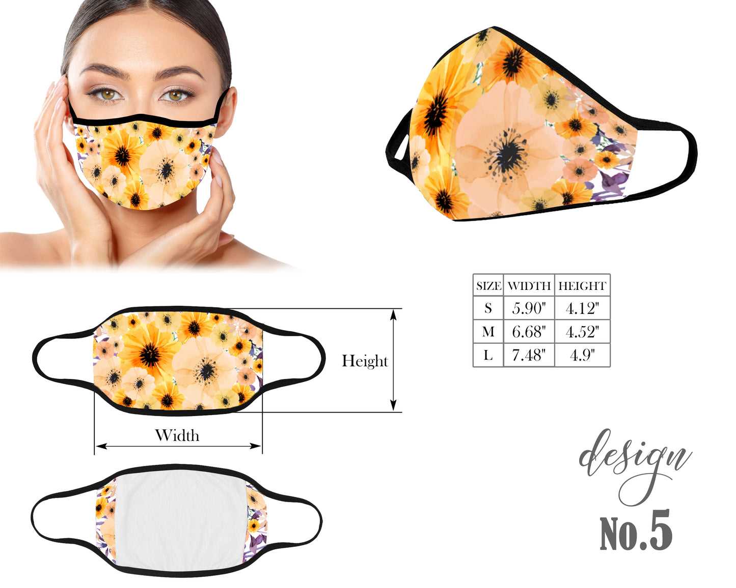 Floral Face Mask, Protective Mouth Mask, Reusable Mask, Washable Mask, Dust Mask, Kids and Adult Face Mask With Filter Pocket