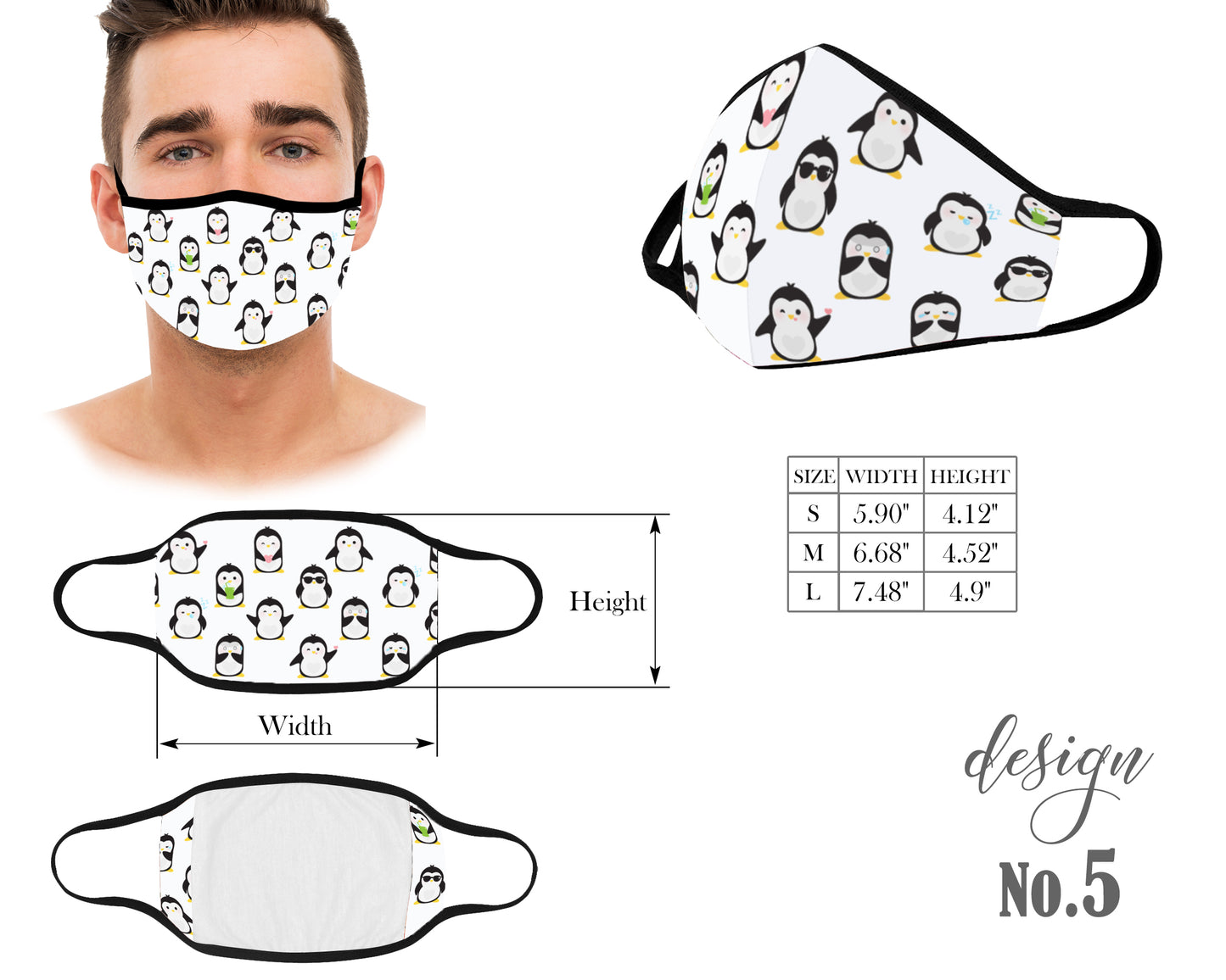 Cute Mouth Mask, Reusable and Washable Mask, Cats Pinguins Panda Face Mask, Dust Mask, With Filter Pocket, Kids Mask, Adult Mask, Children Mask, Protective Face Mask