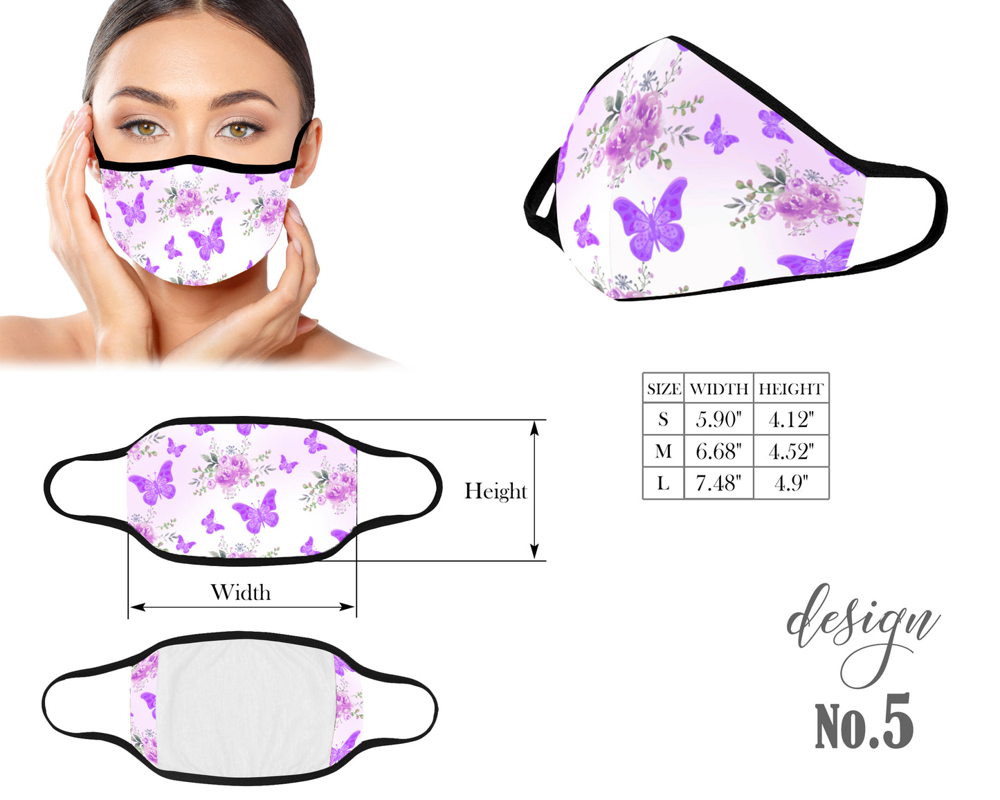 Mouth Mask, Protective Face Mask, Reusable Mask, Washable Mask, Dust Mask, Mask With Filter Pocket, Kids Mask, Adult Mask, Children Mask, Elephant Bee Butterfly Flowers