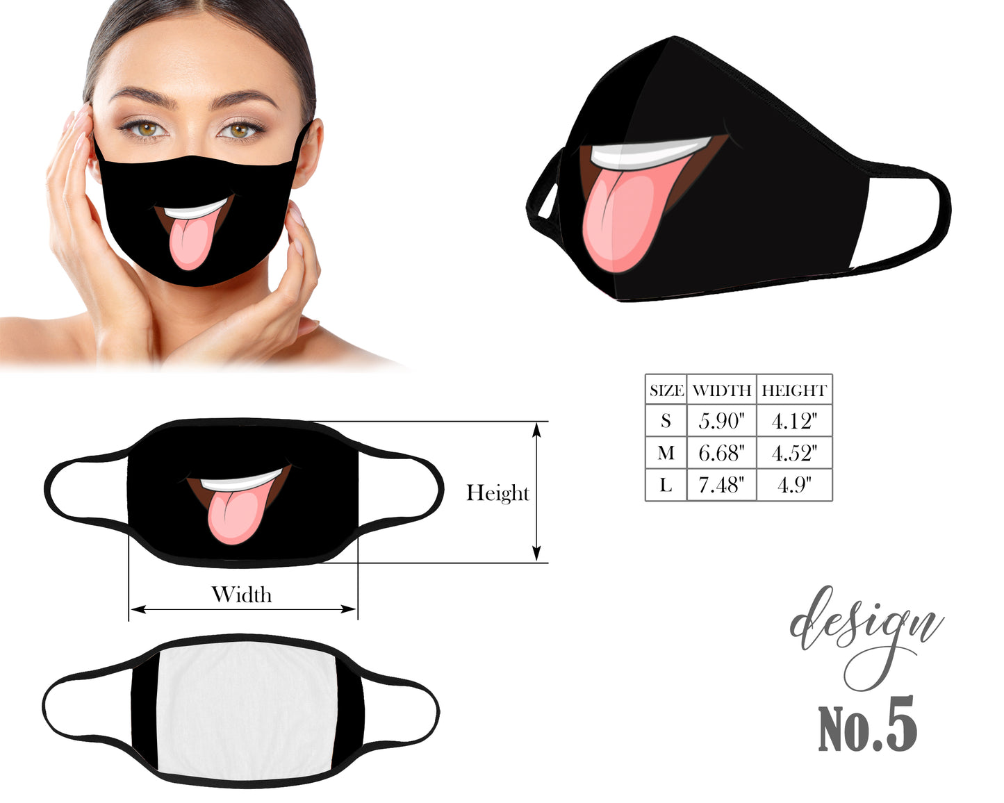 Funny Mouth Mask, Tongue Face Mask, Reusable Washable Mask, Dust Mask, Kids Mask, Adult Mask, Children Mask With Filter Pocket, Cartoon