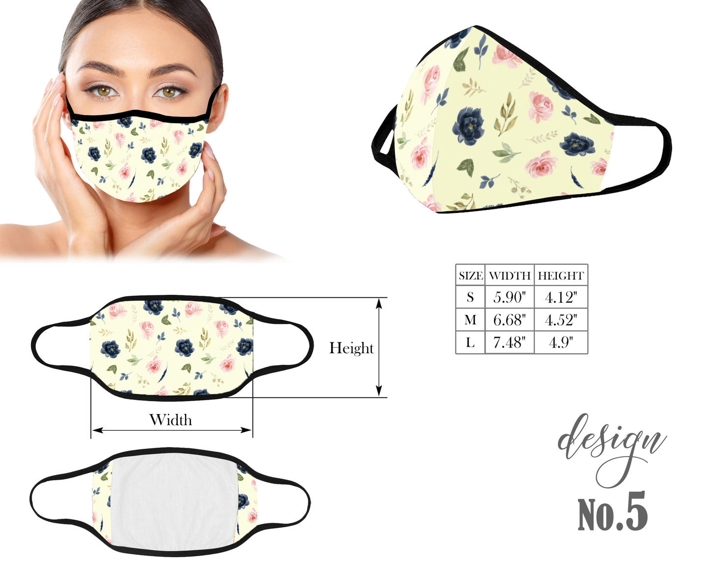 Flowers Face Mask, Unisex Kids and Adult Protective Mask, Washable and Reusable Mouth Mask, Anti Dust With Filter Pocket, Customized Mask