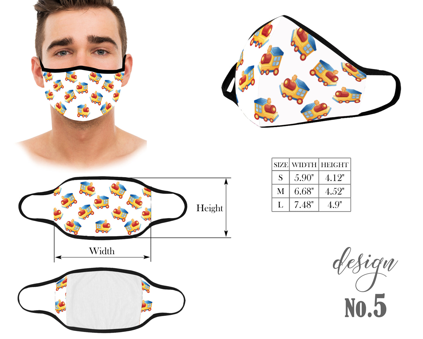 Unisex Kids and Adult Face Mask, Airplane Cars Dredge Protective Mask, Washable and Reusable Mouth Mask, Anti Dust With Filter Pocket