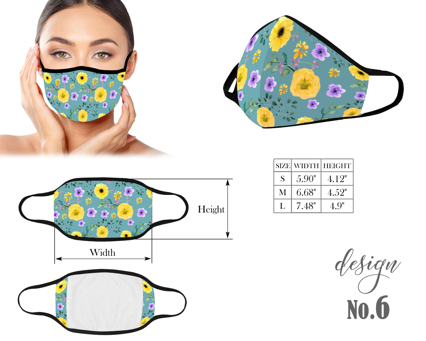 Floral Face Mask, Protective Mouth Mask, Reusable Mask, Washable Mask, Dust Mask, Kids and Adult Face Mask With Filter Pocket