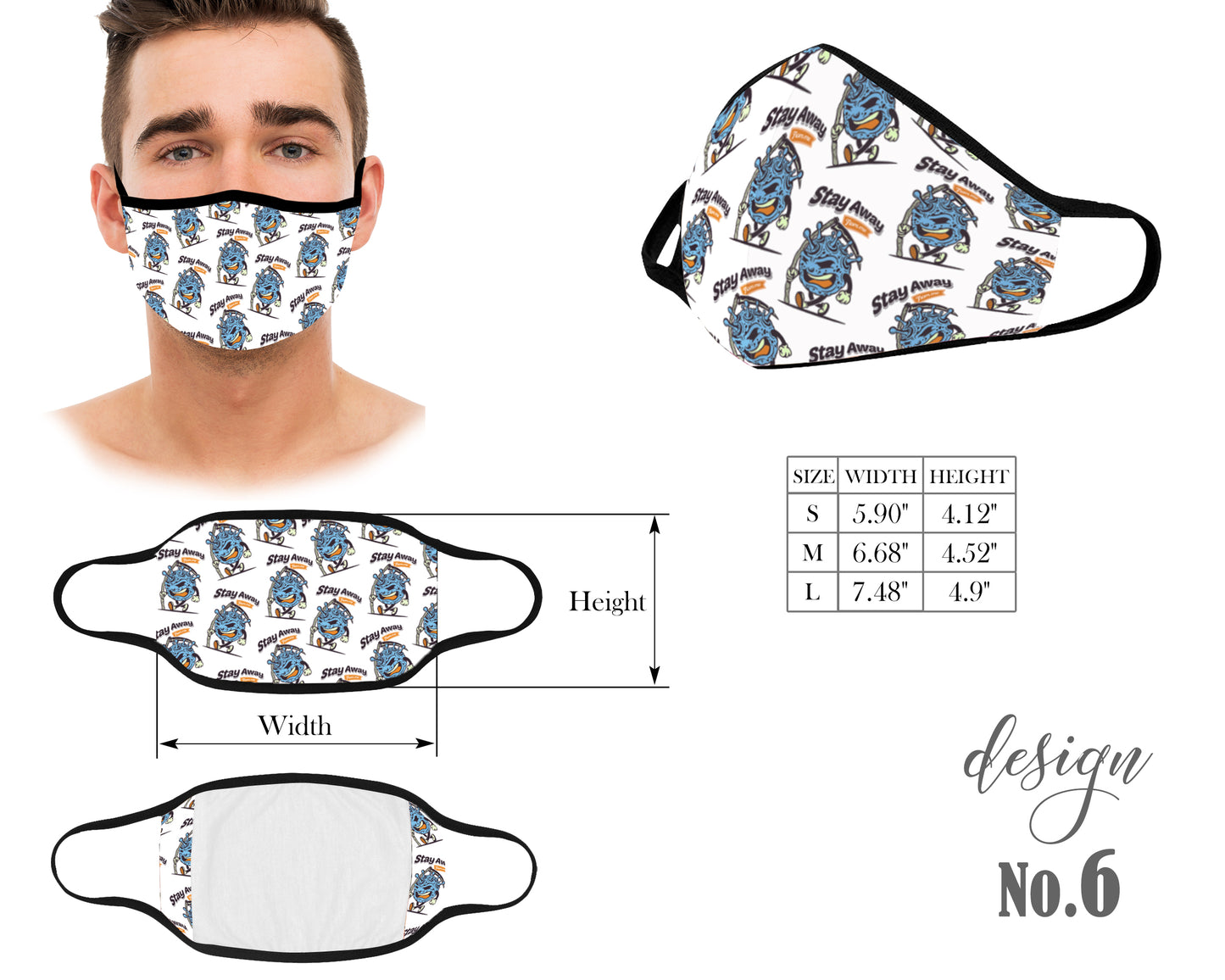 Cute Scary Mouth Mask, Face Cover With Filter Pocket, Kids and Adult Face Mask With Elastic Straps, Washable and Reusable Protective Mask Essential Worker, Unisex