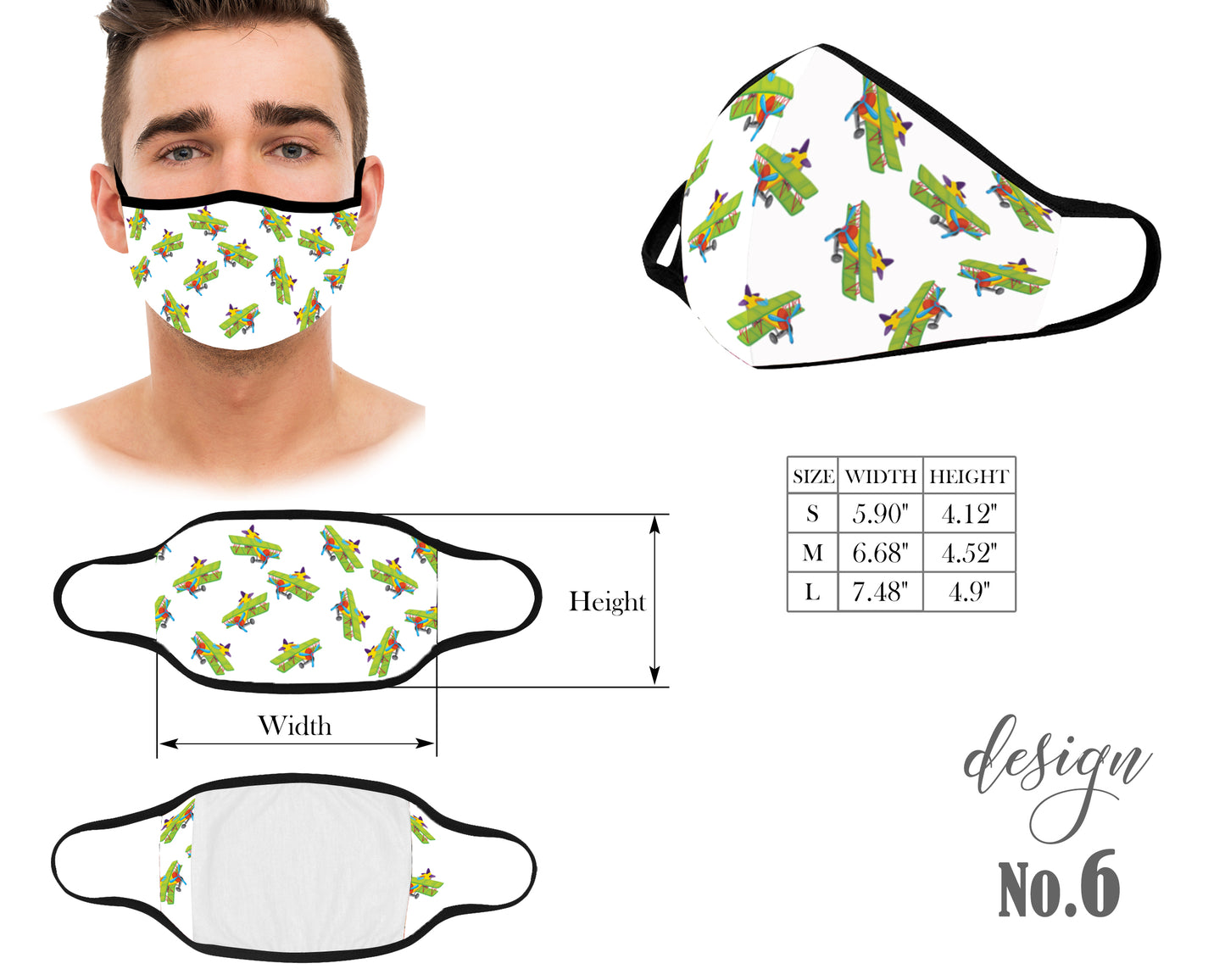 Unisex Kids and Adult Face Mask, Airplane Cars Dredge Protective Mask, Washable and Reusable Mouth Mask, Anti Dust With Filter Pocket