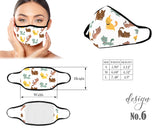 Washable Face Mask With Animals Pattern, Cute Adult and Kids Face Mask with Filter Pocket, Reusable Protective Mask, Unisex Mouth Mask, Women Men Mask