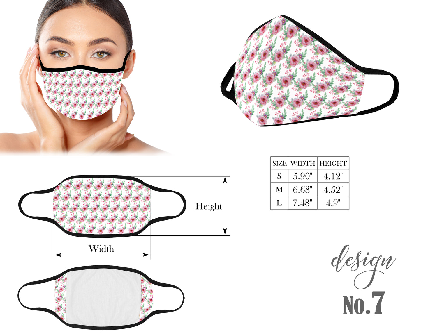 Floral Face Mask, Protective Mouth Mask, Reusable Mask, Washable Mask, Dust Mask, Kids and Adult Face Mask With Filter Pocket