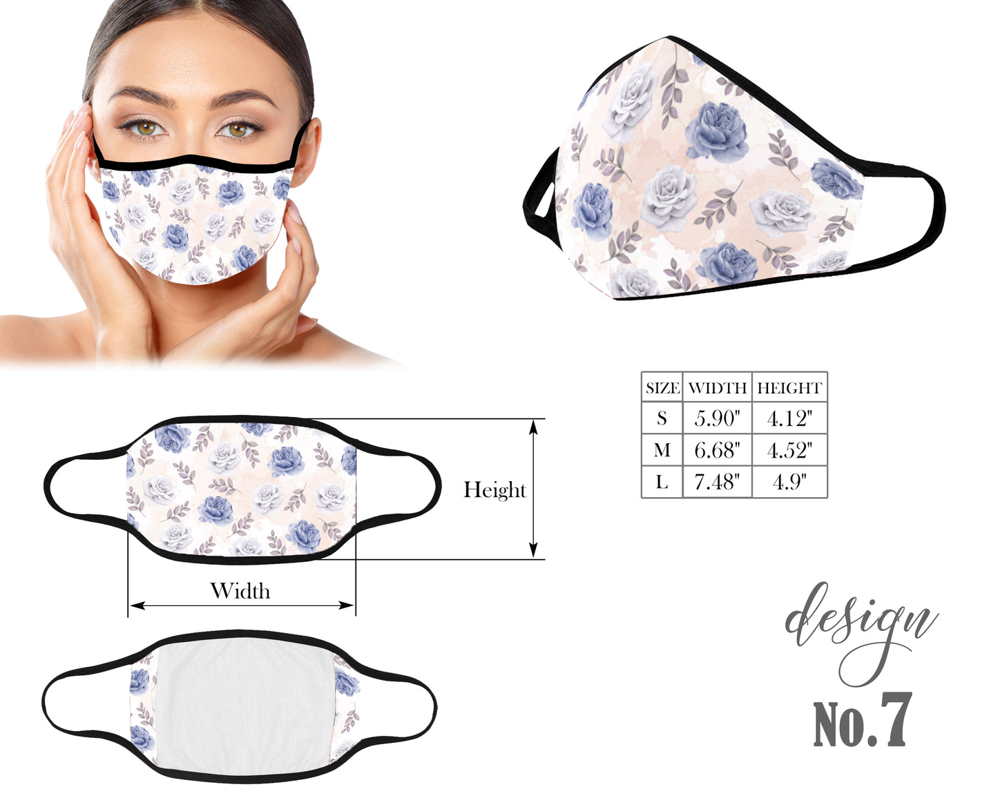 Flowers Face Mask, Unisex Kids and Adult Protective Mask, Washable and Reusable Mouth Mask, Anti Dust With Filter Pocket, Customized Mask