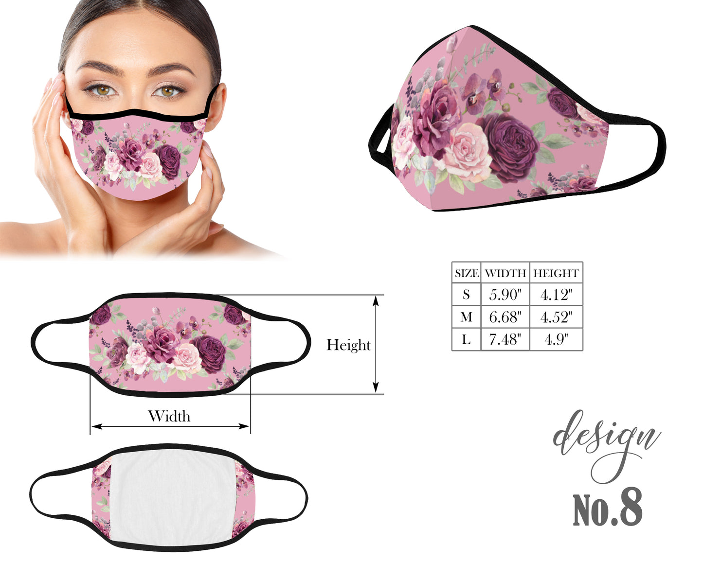 Flowers Face Mask, Unisex Kids and Adult Protective Mask, Washable and Reusable Mouth Mask, Anti Dust With Filter Pocket, Customized Mask