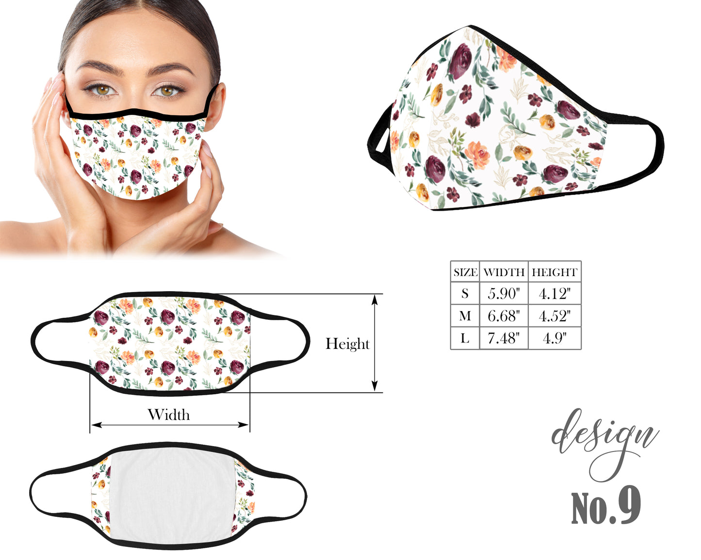 Floral Face Mask, Protective Mouth Mask, Reusable Mask, Washable Mask, Dust Mask, Kids and Adult Face Mask With Filter Pocket