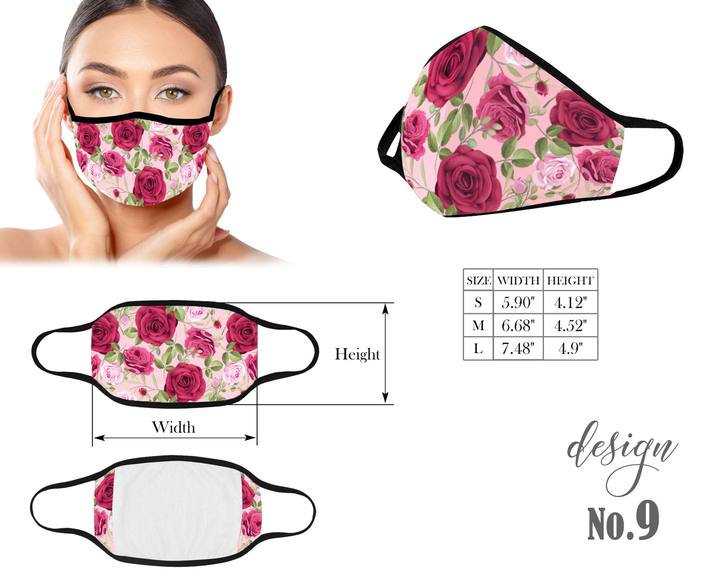 Flowers Face Mask, Unisex Kids and Adult Protective Mask, Washable and Reusable Mouth Mask, Anti Dust With Filter Pocket, Customized Mask