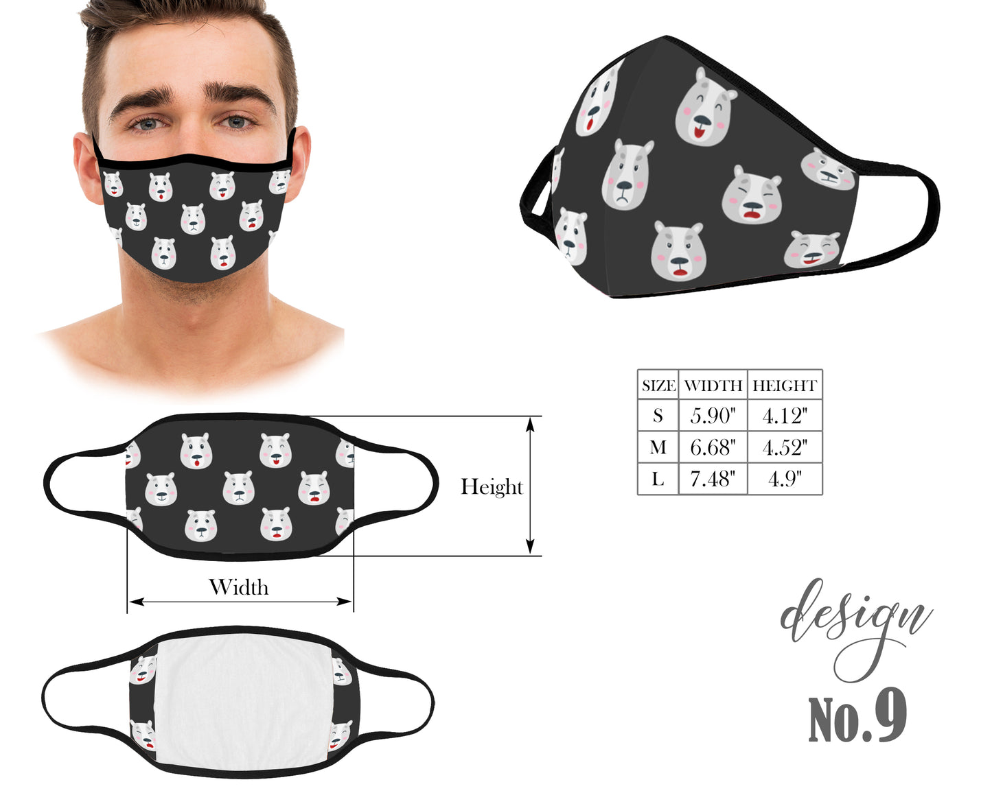 Cute Mouth Mask, Reusable and Washable Mask, Cats Pinguins Panda Face Mask, Dust Mask, With Filter Pocket, Kids Mask, Adult Mask, Children Mask, Protective Face Mask