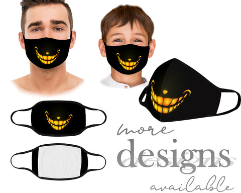 Cute Scary Mouth Mask, Face Cover With Filter Pocket, Kids and Adult Face Mask With Elastic Straps, Washable and Reusable Protective Mask Essential Worker, Unisex