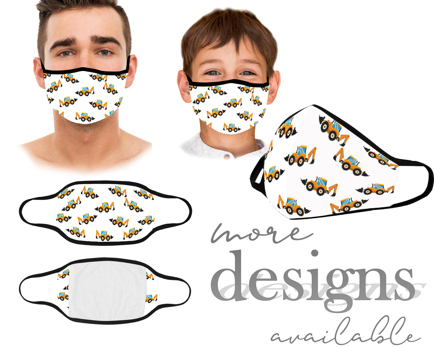 Unisex Kids and Adult Face Mask, Airplane Cars Dredge Protective Mask, Washable and Reusable Mouth Mask, Anti Dust With Filter Pocket