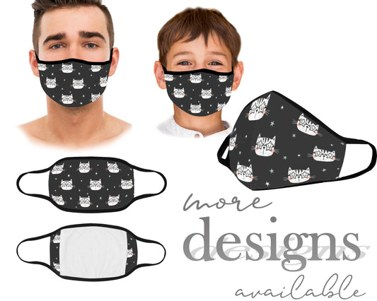 Cute Mouth Mask, Reusable and Washable Mask, Cats Pinguins Panda Face Mask, Dust Mask, With Filter Pocket, Kids Mask, Adult Mask, Children Mask, Protective Face Mask