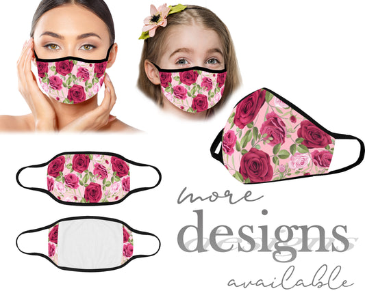 Flowers Face Mask, Unisex Kids and Adult Protective Mask, Washable and Reusable Mouth Mask, Anti Dust With Filter Pocket, Customized Mask