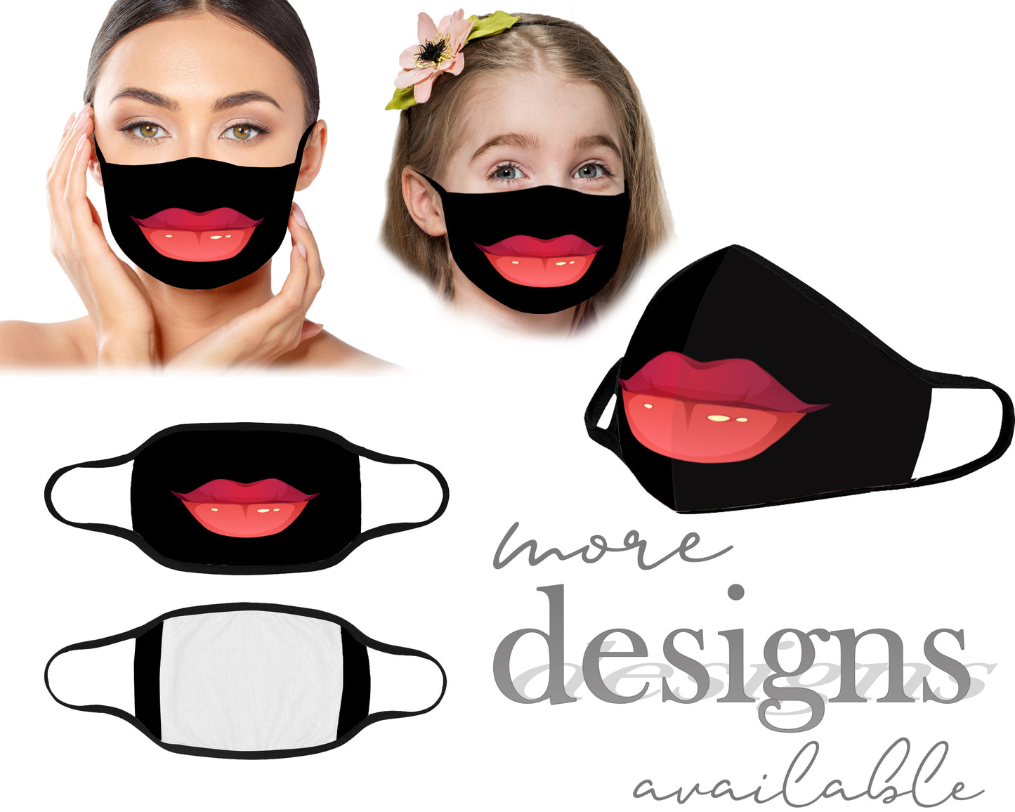 Lips Mouth Mask, Face Mask, Reusable Washable Mask, Protective Dust Mask, Kids Mask, Women Mask, Children Mask With Filter Pocket, Hilarious