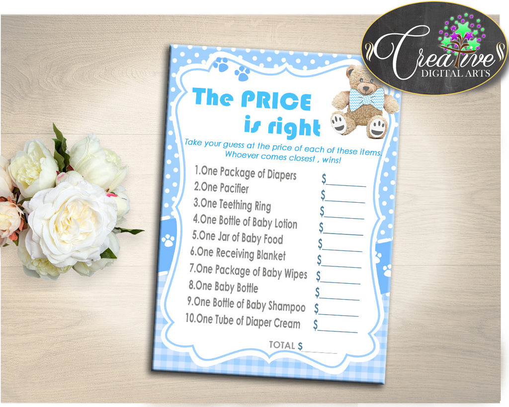 Baby Shower PRICE IS RIGHT game, teddy bear baby shower game, price is right baby shower game printable, Jpg Pdf, instant download - tb001