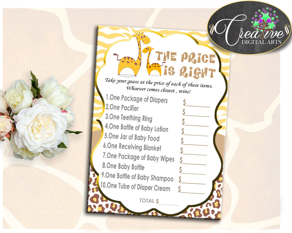 Baby Shower Giraffe The PRICE IS RIGHT game, baby boy or girlshower theme printable, digital files Jpg Pdf, instant download - sa001