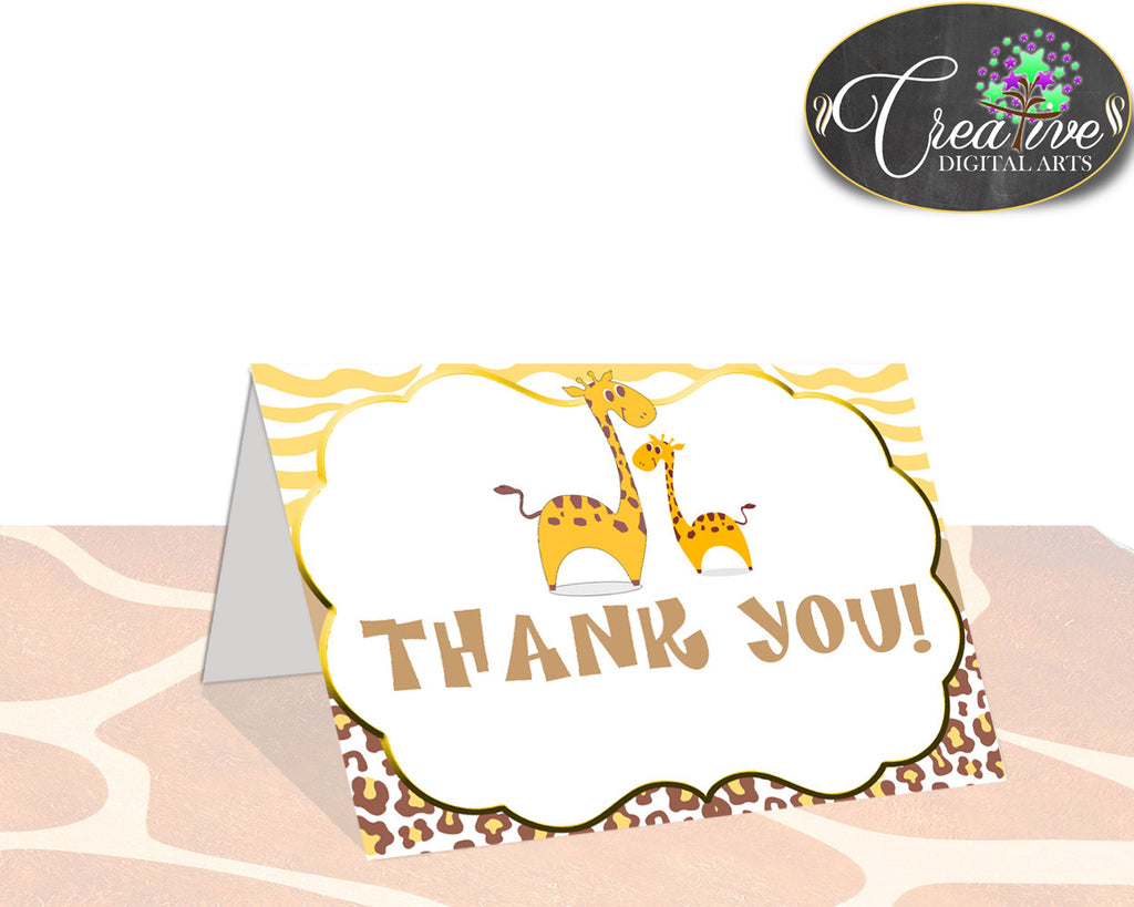 Giraffe THANK YOU card, baby shower boy or girl theme printable