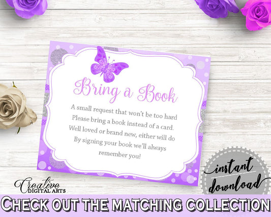 Bring A Book Baby Shower Bring A Book Butterfly Baby Shower Bring A Book Baby Shower Butterfly Bring A Book Purple Pink party ideas 7AANK - Digital Product