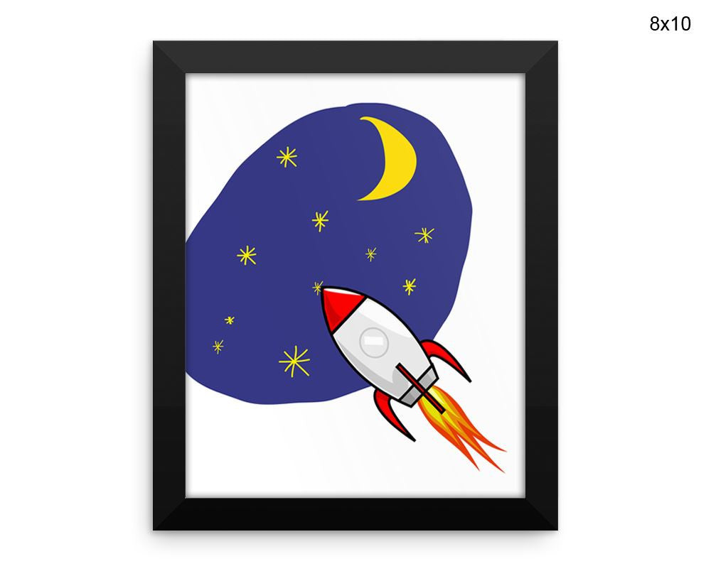 Rocket Space Print, Beautiful Wall Art with Frame and Canvas options available Nursery Decor